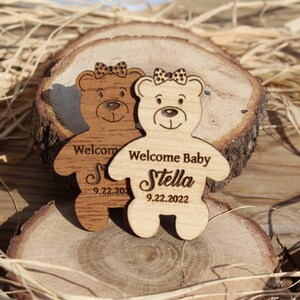 Personalisierte Baby-Dusche-Tag, Baby-Dusche-Bevorzugungen,, personalisierte Holz-Baby-Dusche-Bevorzugung-Tags, Holz-Tag, Bär Holz-Tag, Bär-Tag Bild 1