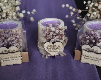 Personalized Islamic Wedding Gift – Custom Names & Date Wooden Candle Holder, Muslim Couple Nikkah Favors, Engagement  Anniversary Keepsak