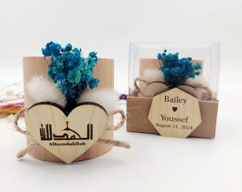 Personalized Islamic Wedding Gift – Custom Names & Date Wooden Candle Holder, Muslim Couple Nikkah Favors,Engagement and Anniversary Keepsak