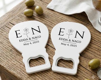 Personalized Wedding Favors, Custom Wood Bottle Opener, Magnet Wedding Gifts for Guests, Bulk Party Favors, Engraved Wooden Opener