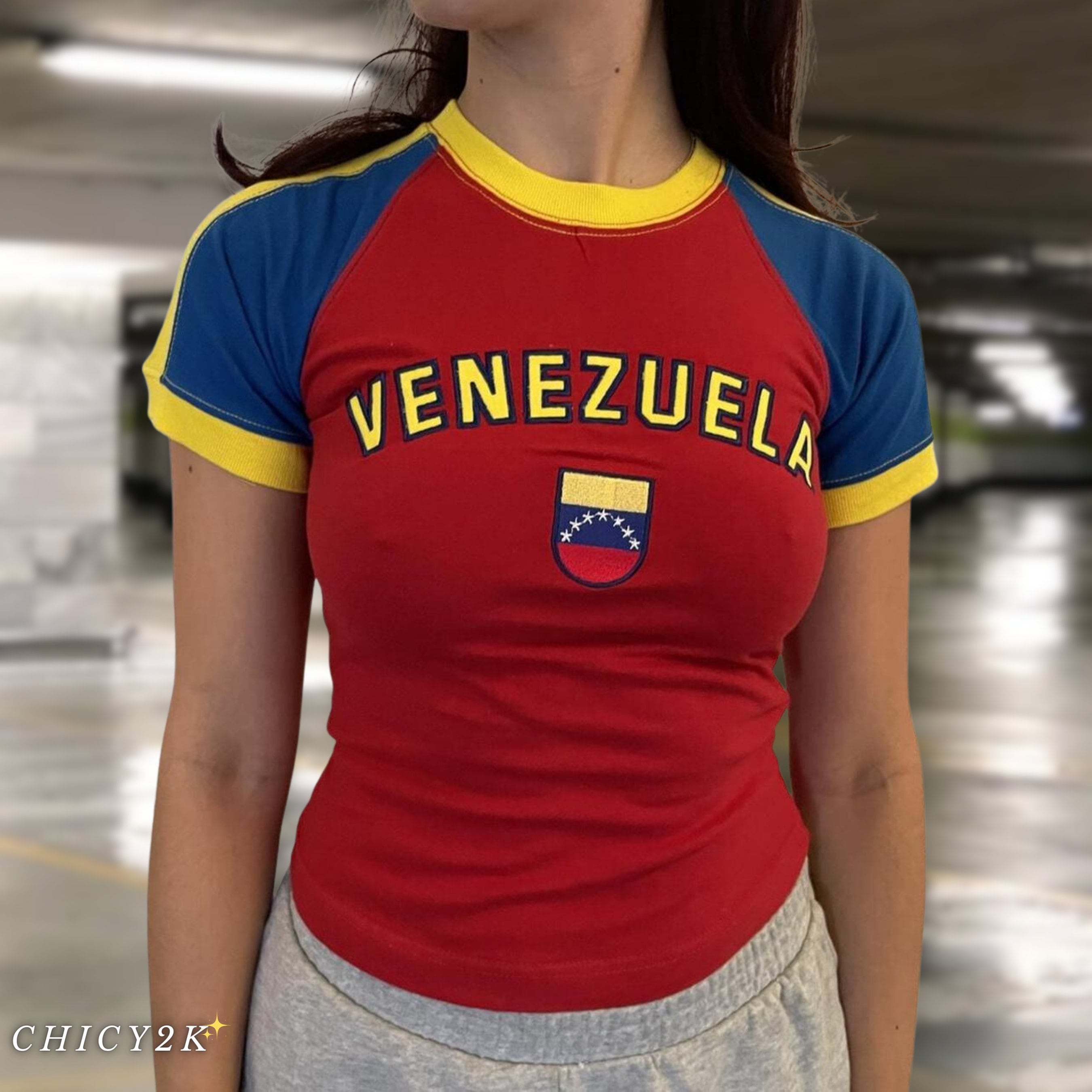 Venezuela Top flag T-shirt Y2k Vintage Soccer Baby Tee Cute Venezuelan  2000’s Y2K Fashion Tshirt , Retro Jersey