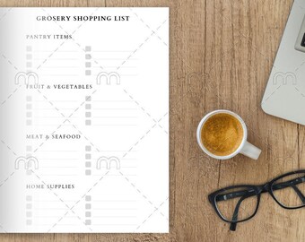 Grocery List Printable Template, Grocery Planner, Food Shopping List, Instant Download PDF