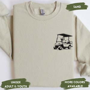 Bluza z kapturem Golf Cart, bluza z kapturem Golf Dad, dziecięcy sweter golfowy, prezent dla trenera golfa, młodzieżowa koszulka urodzinowa, prezenty dla golfistów, minimalistyczny golfowy sweter z okrągłym dekoltem