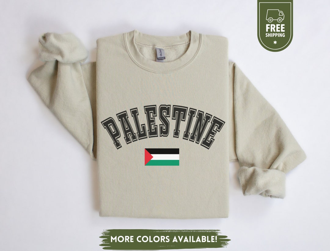 Palestine Flag Products - Sustainably Made Unisex Premium Sweatshirt Free Palestine Typo main image 1