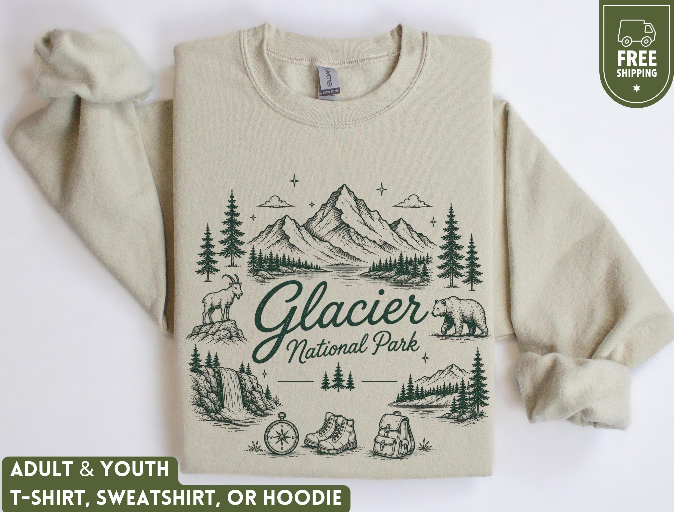 Glacier National Park Youth Sweatshirt, Matching Family Montana Gift, Kids Nature Lover Hoodie, Hiking Camping Sweater, Outdoors Shirt