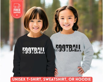 Youth Football Sweater, Kids Football Hoodie, Football Lover Sweatshirt, Football Mom Shirt, Team Game Day Crewneck, Unisex Birthday Gift