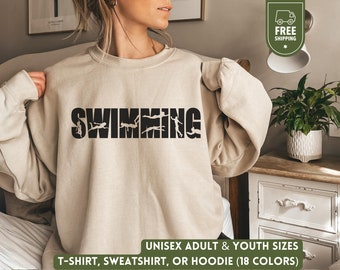 Swimming Sweater, Swimming Lover Sweatshirt, Swim Mom Shirt, Kids Swimming Hoodie, Swim Team Crewneck, Birthday Tee, Unisex Swimmer Gift