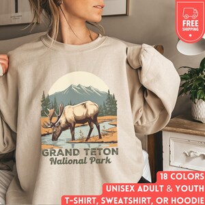 Grand Teton National Park Sweatshirt, Naturliebhaber Hoodie, Wandern Camping Pullover, passendes Familie Wyoming Geschenk, Kinder im Freien Shirt, Unisex