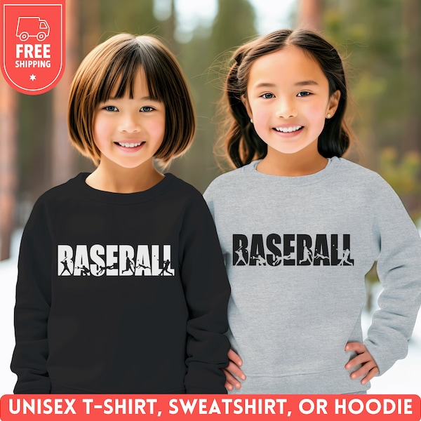 Youth Baseball Hoodie, Kids Baseball Sweater, Baseball Lover Sweatshirt, Baseball Mom Shirt, Team Game Day Crewneck, Unisex Matching Gift