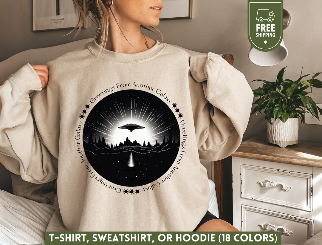 UFO Flying Saucer Hoodie, Funny Galaxy Gift, Alien Sweatshirt, Outer