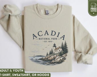 Acadia National Park Youth Sweatshirt, Matching Family Maine Gift, Kids Nature Lover Hoodie, Hiking Camping Sweater, Outdoors Shirt