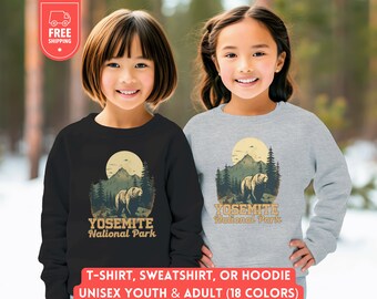 Yosemite National Park Youth Sweatshirt, Kids Nature Lover Hoodie, Hiking Camping Sweater, Matching Family Gift, Outdoors Shirt, Unisex Tee