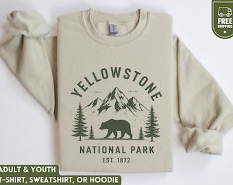 Yellowstone National Park Youth Sweatshirt, Matching Family Wyoming Gift, Kids Nature Lover Hoodie, Hiking Camping Sweater, Outdoors Shirt