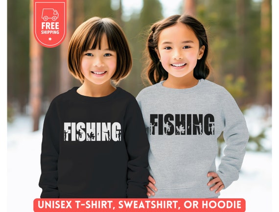 Youth Fishing Sweater, Kids Fishing Hoodie, Fishing Lover Sweatshirt,  Fishing Dad Shirt, Matching Fisher Crewneck Tee, Unisex Birthday Gift 