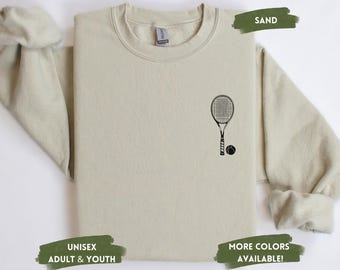 Tennis Sweatshirt, Tennis Mom Hoodie, Kids Tennis Sweater, Tennis Coach Gift, Youth Birthday Shirt, Tennis Team Gifts, Minimal Crewneck Tee