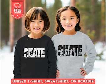 Youth Skateboarding Sweater, Kids Skateboard Hoodie, Skate Sweatshirt, Skateboard Lover Shirt, Birthday Crewneck, Unisex Skateboarder Gift
