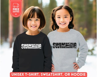 Youth Swimming Sweater, Kids Swimming Hoodie, Swimming Lover Sweatshirt, Swim Mom Shirt, Swim Team Crewneck, Matching Unisex Swimmer Gift
