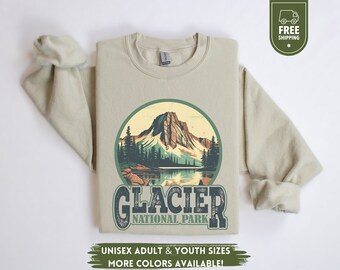 Glacier National Park Sweatshirt, Montana Crewneck, Hiking Camping Hoodie, Family Group Trip Gift, Camp Bachelorette, Kids Nature Sweater