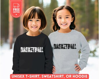 Youth Basketball Sweater, Basketball Lover Sweatshirt, Kids Basketball Shirt, Basketball Mom Hoodie, Team Game Day Crewneck Tee, Unisex Gift