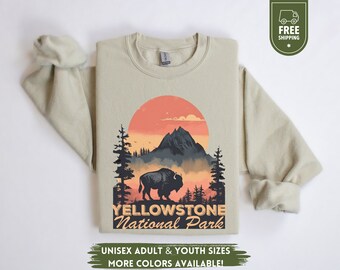 Yellowstone National Park Sweatshirt, Wyoming Crewneck, Hiking Camping Hoodie, Family Group Trip Gift, Camp Bachelorette, Kids Park Sweater
