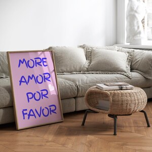 More Amor Por Favor wall art Sunshine | Modern Eclectic Wall Art | Love Quote | Printable Art | Maximalist Poster | Art pink instant