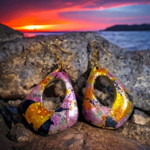 Handmade Abstract Drop Earrings | Lightweight Statement Jewelry, Artistic Gift for Her | Handmade Jewelry | Unique Textured Earrings