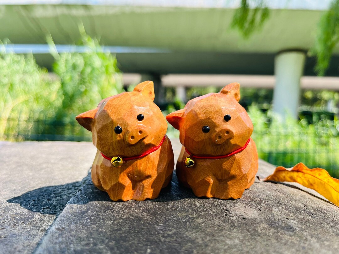 Wood Pig Carving Pig Animal Wood Pig Statue Pig Statue Pig Etsy