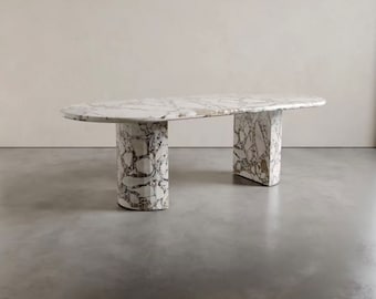 Table de salle à manger ovale en marbre Calacatta Oro Capri Elegance