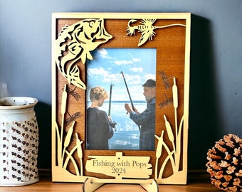 Fishing theme frame Photo frame for Dad photo frame Fishing picture frame Dad gift from son Gift for fisherman Gift for nature lover