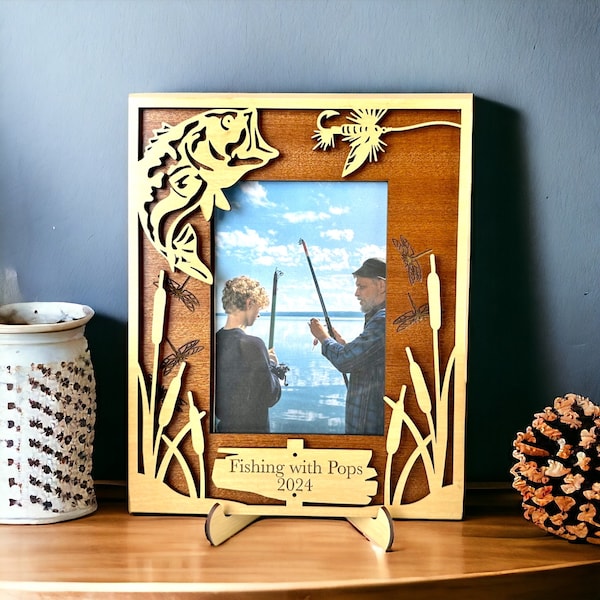 Fishing theme frame Photo frame for Dad photo frame Fishing picture frame Dad gift from son Gift for fisherman Gift for nature lover