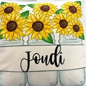 Personalized Pillow with name Sunflower decor Custom Fall pillow cover Fall Decor Sunflower room theme gift for mom image 5