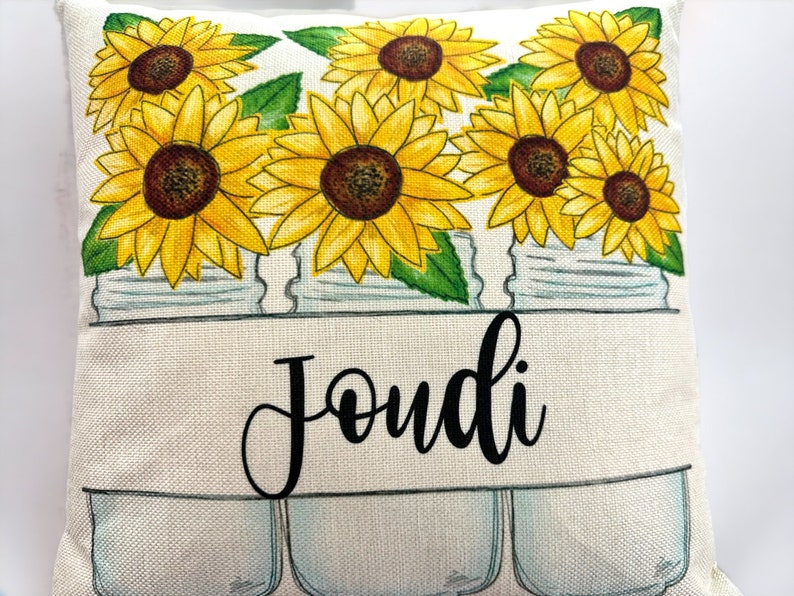 Personalized Pillow with name Sunflower decor Custom Fall pillow cover Fall Decor Sunflower room theme gift for mom image 5