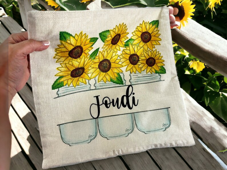 Personalized Pillow with name Sunflower decor Custom Fall pillow cover Fall Decor Sunflower room theme gift for mom image 6