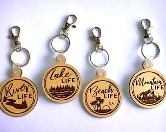 Keychain for outdoor lover Lake Life keychain River Life keychain Mountain Life keychain Beach Life keychain Gift for nature lover