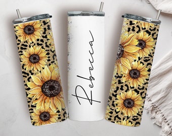 Personalized Floral 20 oz Tumbler Sunflower cup Women Personalized Gift Personalized Sunflower Tumbler Custom gift for women Gift for friend