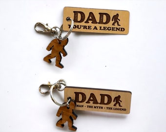 Dad keychain Funny keychain for dad Engraved wooden keyring for father Dad is a Legend Keychain Gift for father Gift for dad Gift from kids