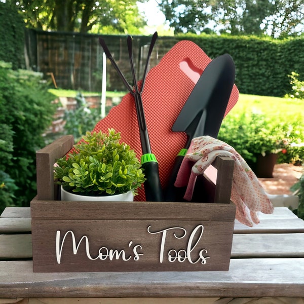 Personalized Gardening Caddy Custom wooden box for plants Garden tool caddy Gift for gardening lover Gift for mom Gift for plant lover