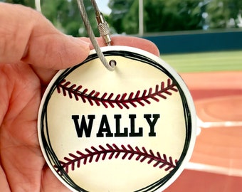 Baseball BagTag Personalized Baseball Bag Tag Custom Tee Ball Bag Tag Name Tag for Baseball Gift for Baseball Player Gift Tee Ball player