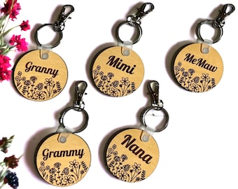 Grandmother keychain Wooden Grandma keychain Custom keychain for grandmother Custom engraved grandmother name keyring Gift for grandma