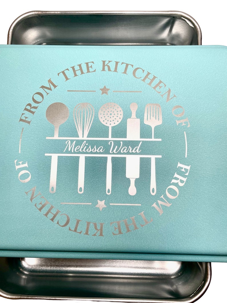 Personalized Cake Pan Personalized gift for women Personalized bakeware Custom name baking dish gift for mom Custom gift for Bride teal