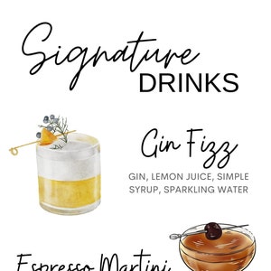 Hochzeit Signature Drinks Bar Schild