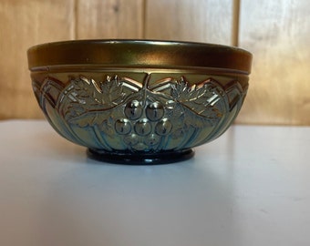Vintage Northwood Carnival Amethyst Glass Bowl with Grape Pattern