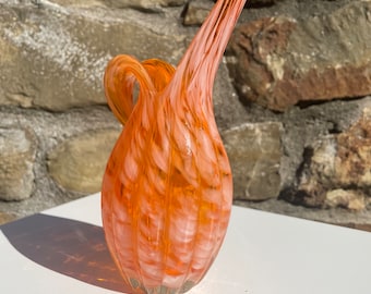 Retro Hand Blown Orange Pitcher