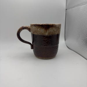 glossy brown & white mug