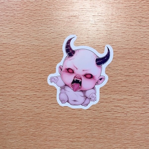 Scary Demon Baby | Vinyl Sticker | Present | Gift | Halloween | Spooky  | Book bag