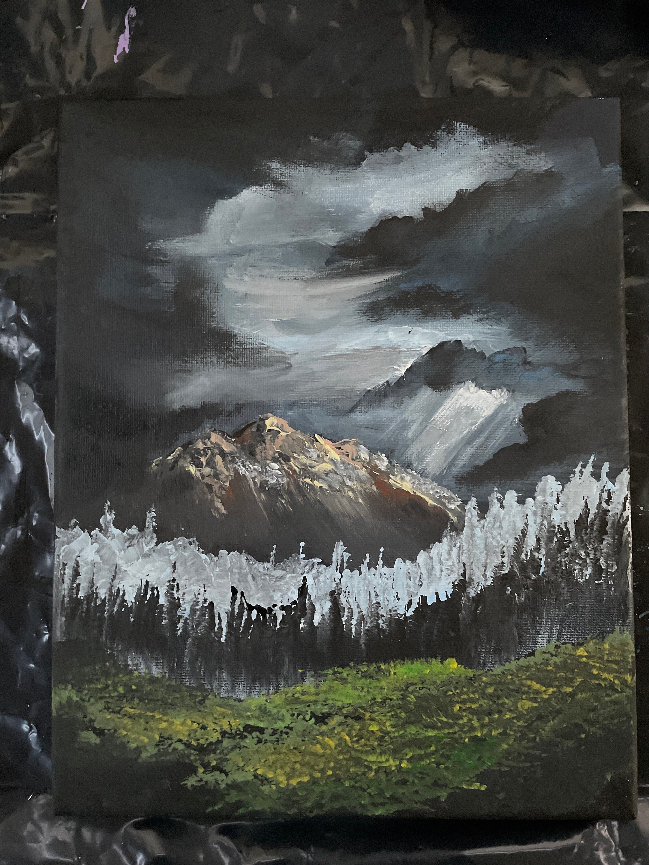 Tried one of Bob's black gesso paintings. : r/HappyTrees