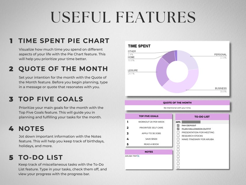 Editable Monthly Calendar Spreadsheet Automated Calendar & Time Tracker