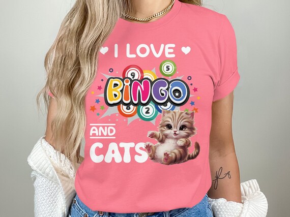 I Love Bingo And Cats Animal Cat Lover Funny Graphic T-Shirt I Love Bingo And Cats Animal Cat Lover Funny Graphic T-Shirt