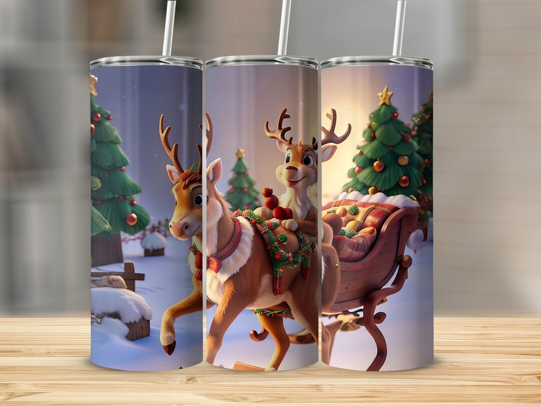 Insulated Champagne Tumbler- Reindeer Roadie  Stripe main image 1