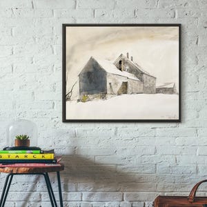 Giclée Fine Art Print; &quot;Olsons In The Snow&quot; By Andrew Wyeth; Painting Circa 1975. Fine Art Print; Giclée Print; Andrew Wyeth Art Print